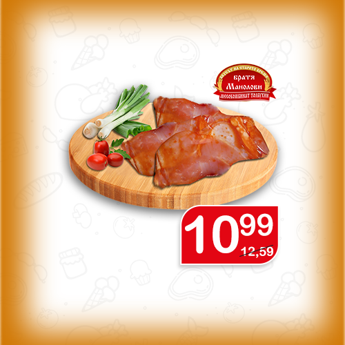 Пържола пилешка от бут
Братя Манолови, овкусена,
без кожа, кг
